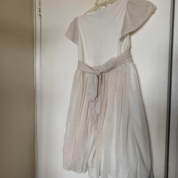MY MICHELLE GIRLS BEADED IVORY Gold Sparkles DRESS WITH UNDERSKIRT SIZE 8 - Picture 4 of 11